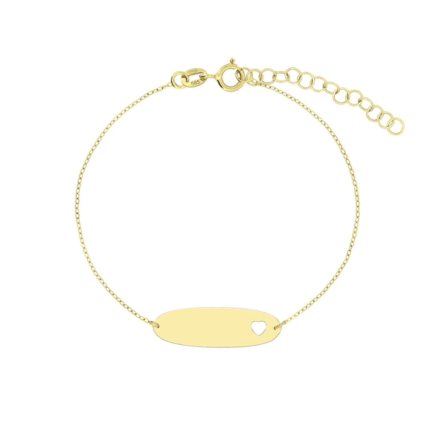 Bratara-lant-din-aur-pentru-copii-placuta-personalizabila-si-inima-1-1 Pulsera Placa - Imagen 1