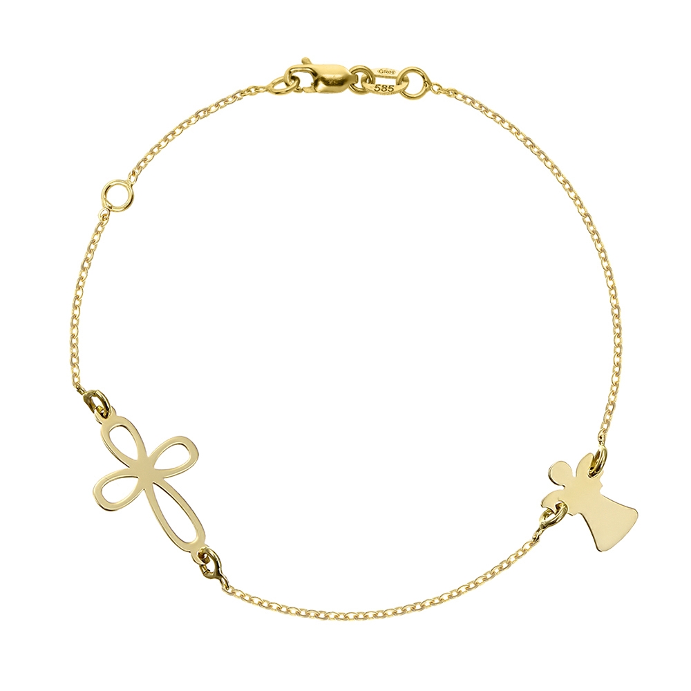 bratara-aur-14k-cu-ingeras-si-cruciulita-cod-l-152-l114-1-482 Pulsera Ángel - Imagen 1
