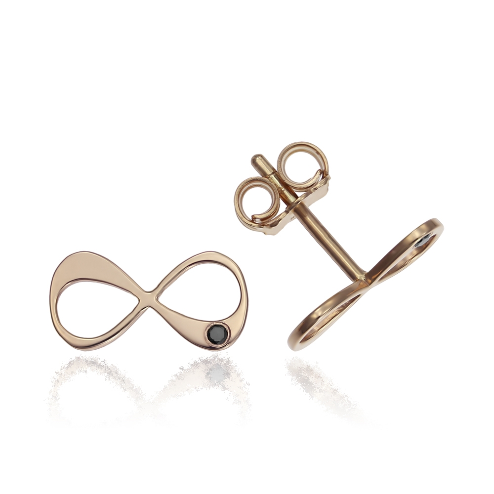 cercei-aur-14k-roz-infinit-cu-diamante-negre Pendientes Infinito - Imagen 1
