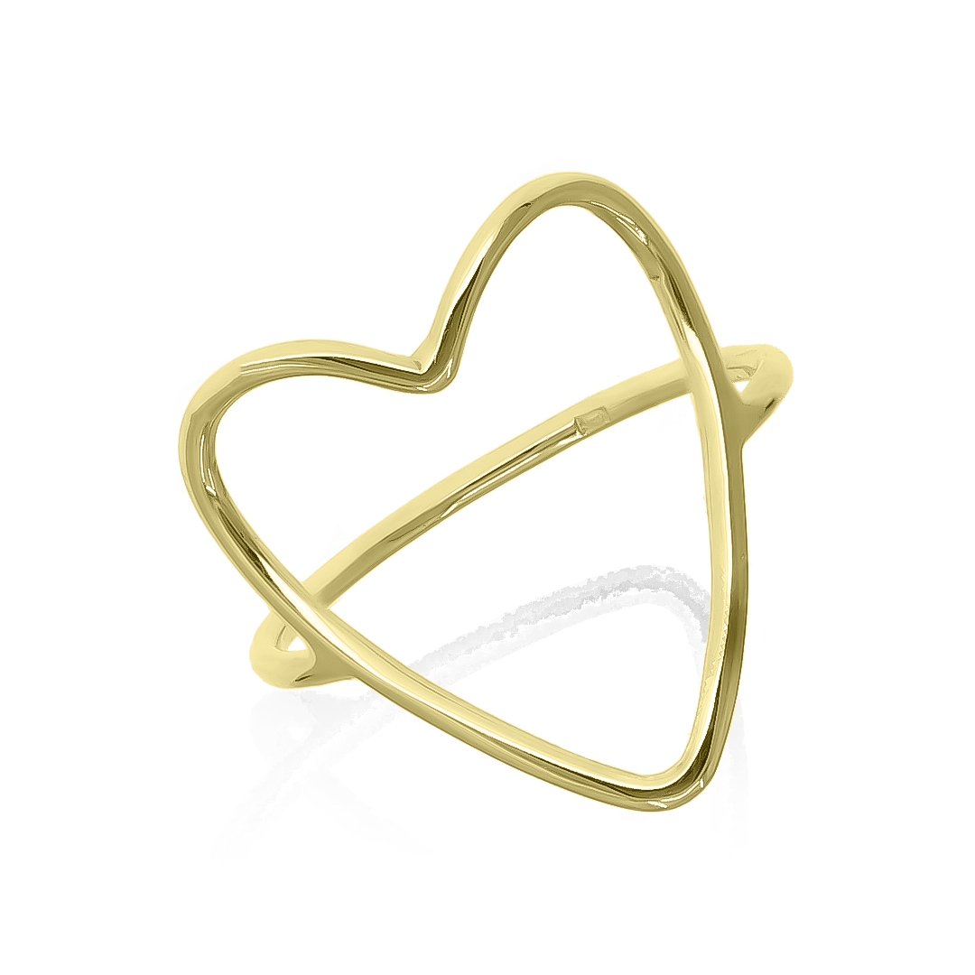 inel_aur_14k_galben_inima_l27 Anillo Corazon Grande - Imagen 1