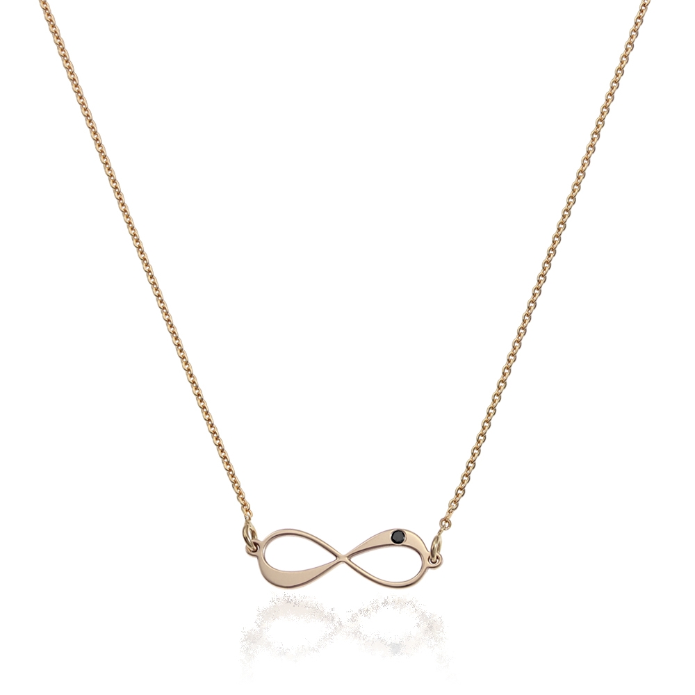 lant-aur-14k-roz-infinit-cu-diamant-negru-cod-l-234 Collar Infinito - Imagen 1